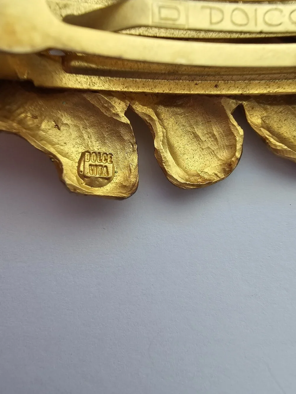 Vintage Dolce Vita Gold Nugget Barrette - Textured Brutalist Hair Clip - 1980s